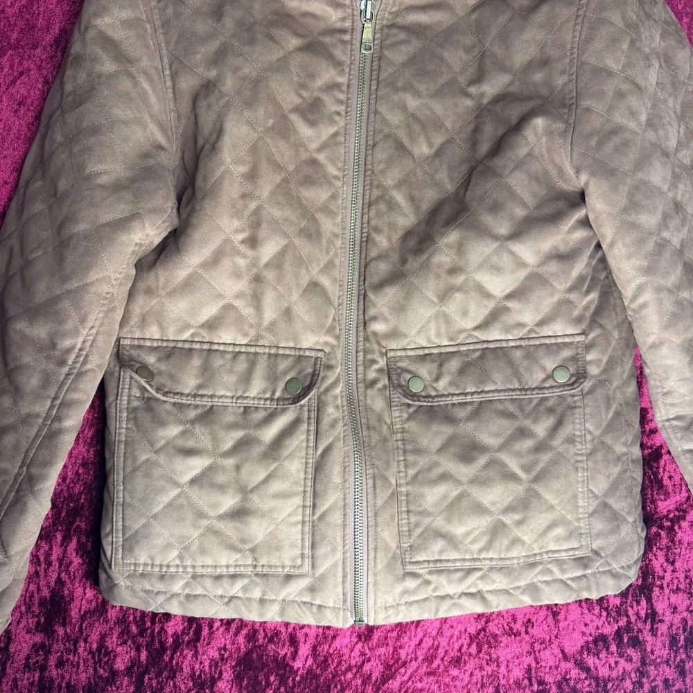 Banana‎ Republic Quilted Jacket Mens Medium Beige Lightweight Long Sleeve Zip-Up